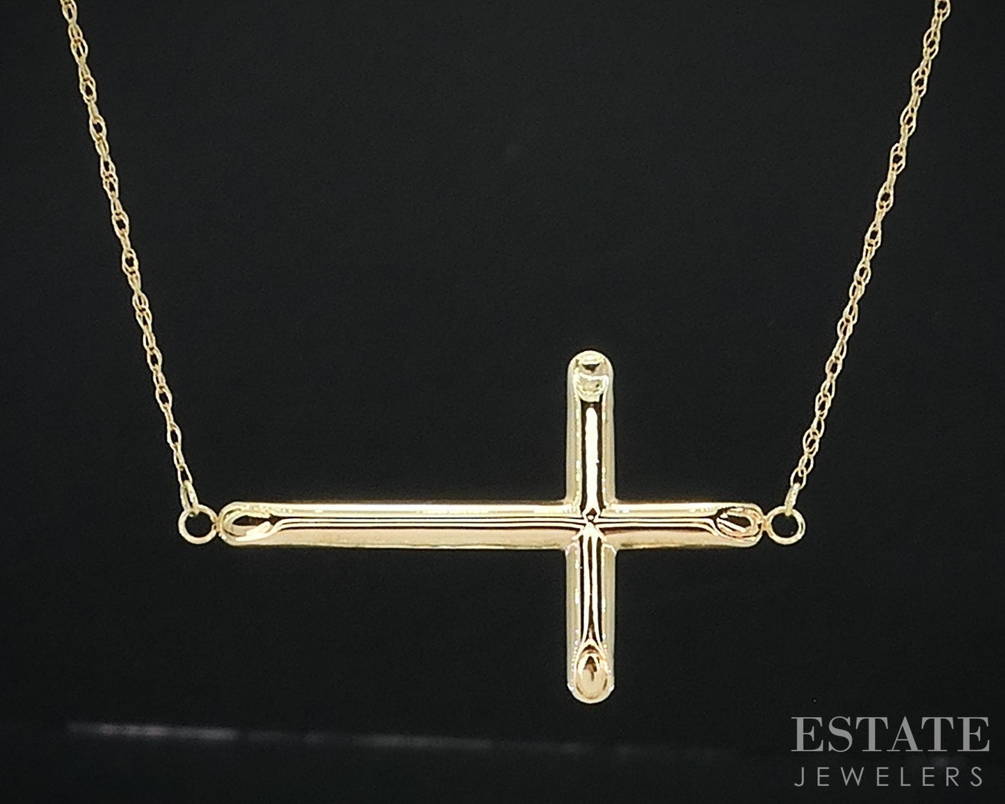 14k Yellow Gold Smooth Sideways Cross Ladies Necklace 1.1g 17"L i18526b