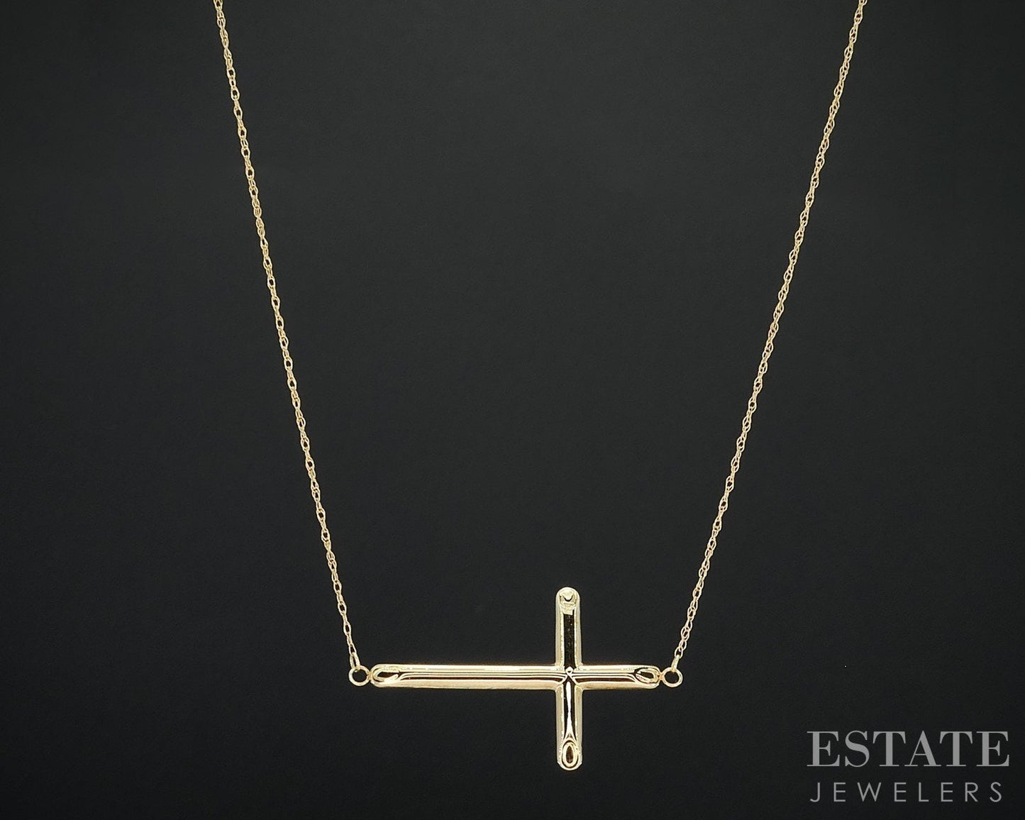 14k Yellow Gold Smooth Sideways Cross Ladies Necklace 1.1g 17"L i18526b