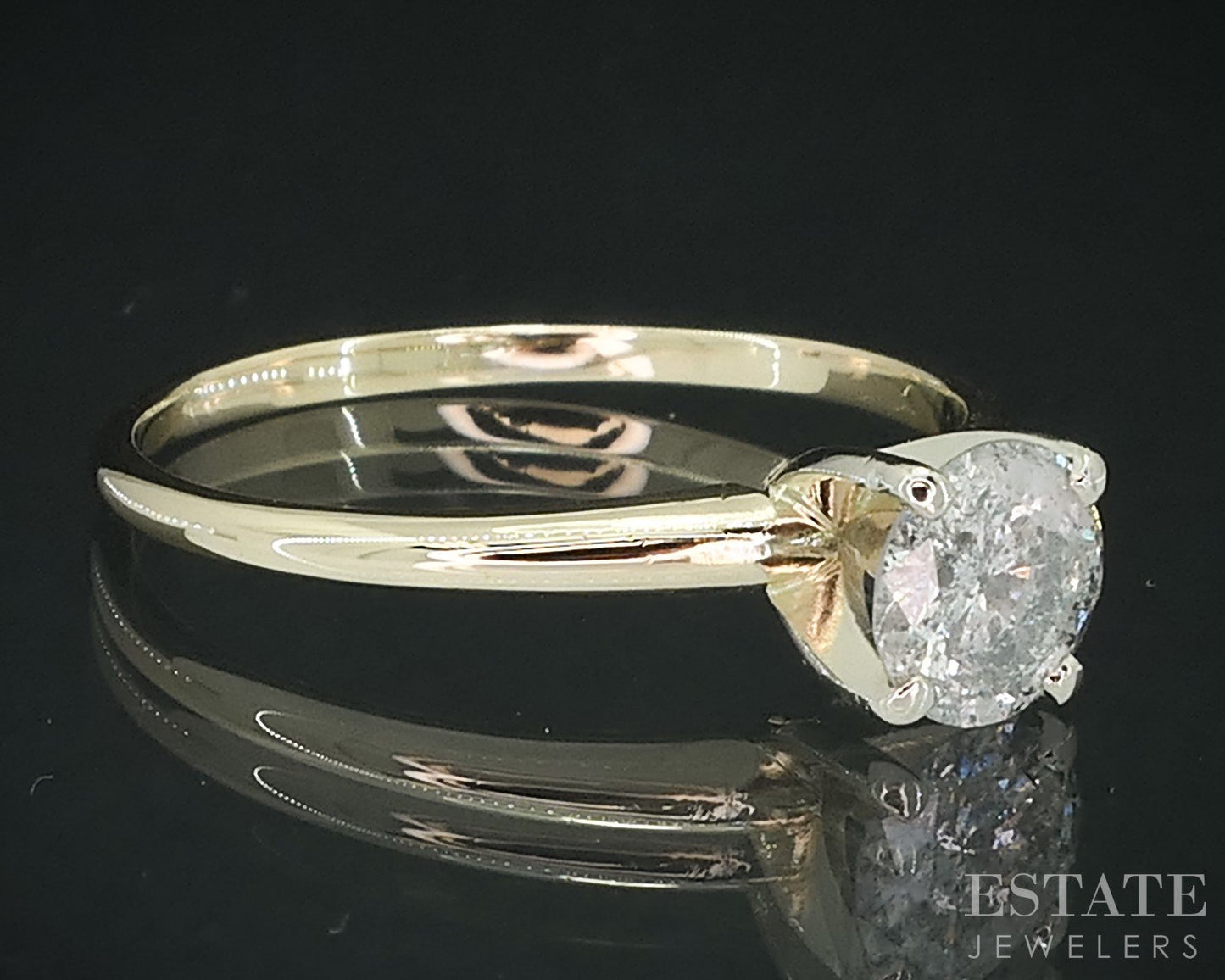 14k Yellow Gold Round Natural .75ct Diamond Solitaire Engagement Ring 2g i18103