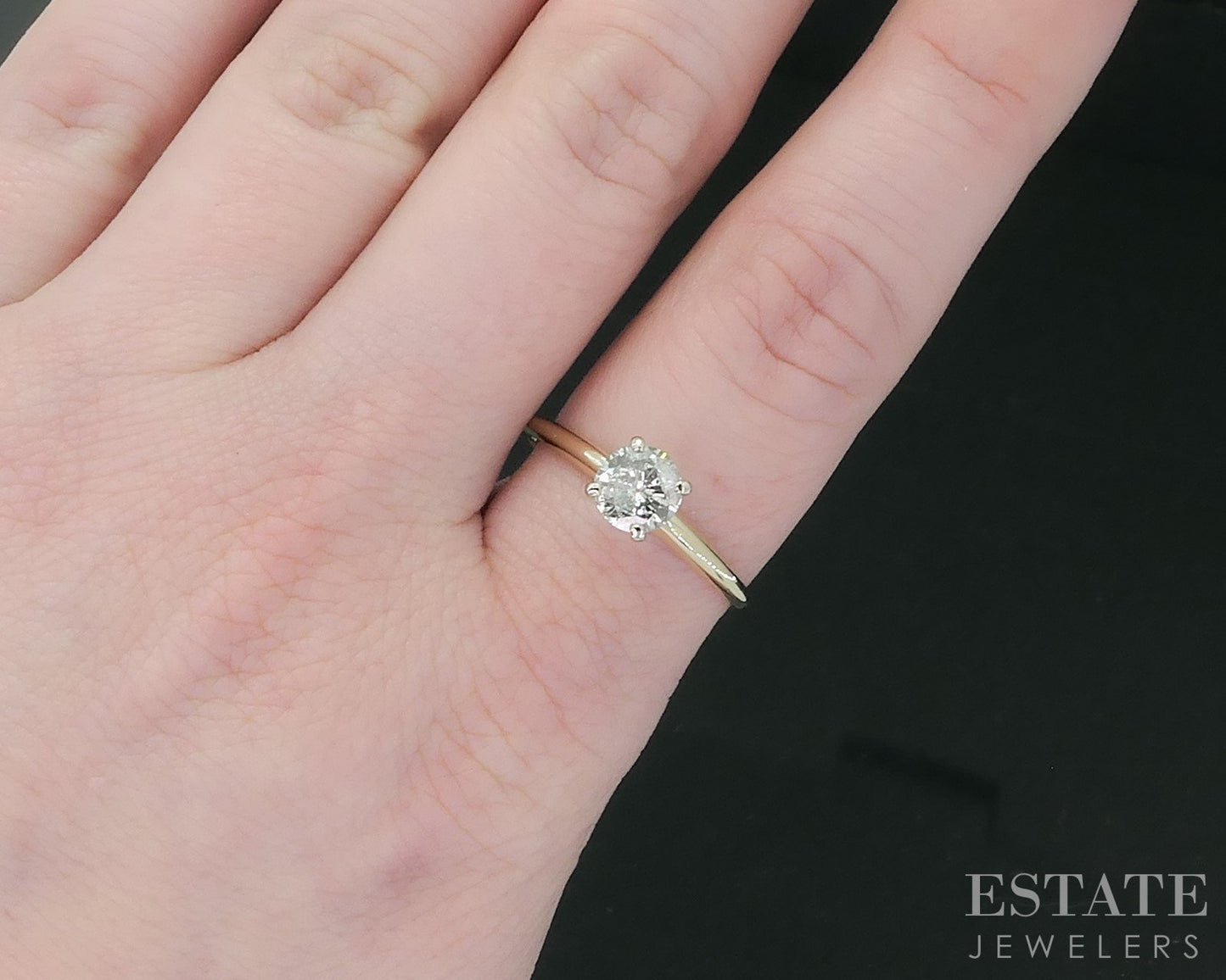 14k Yellow Gold Round Natural .75ct Diamond Solitaire Engagement Ring 2g i18103