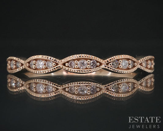 10k Rose Gold Natural .10ctw Diamond Ladies Wedding Band 1.6g i18523b
