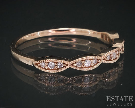 10k Rose Gold Natural .10ctw Diamond Ladies Wedding Band 1.6g i18523b