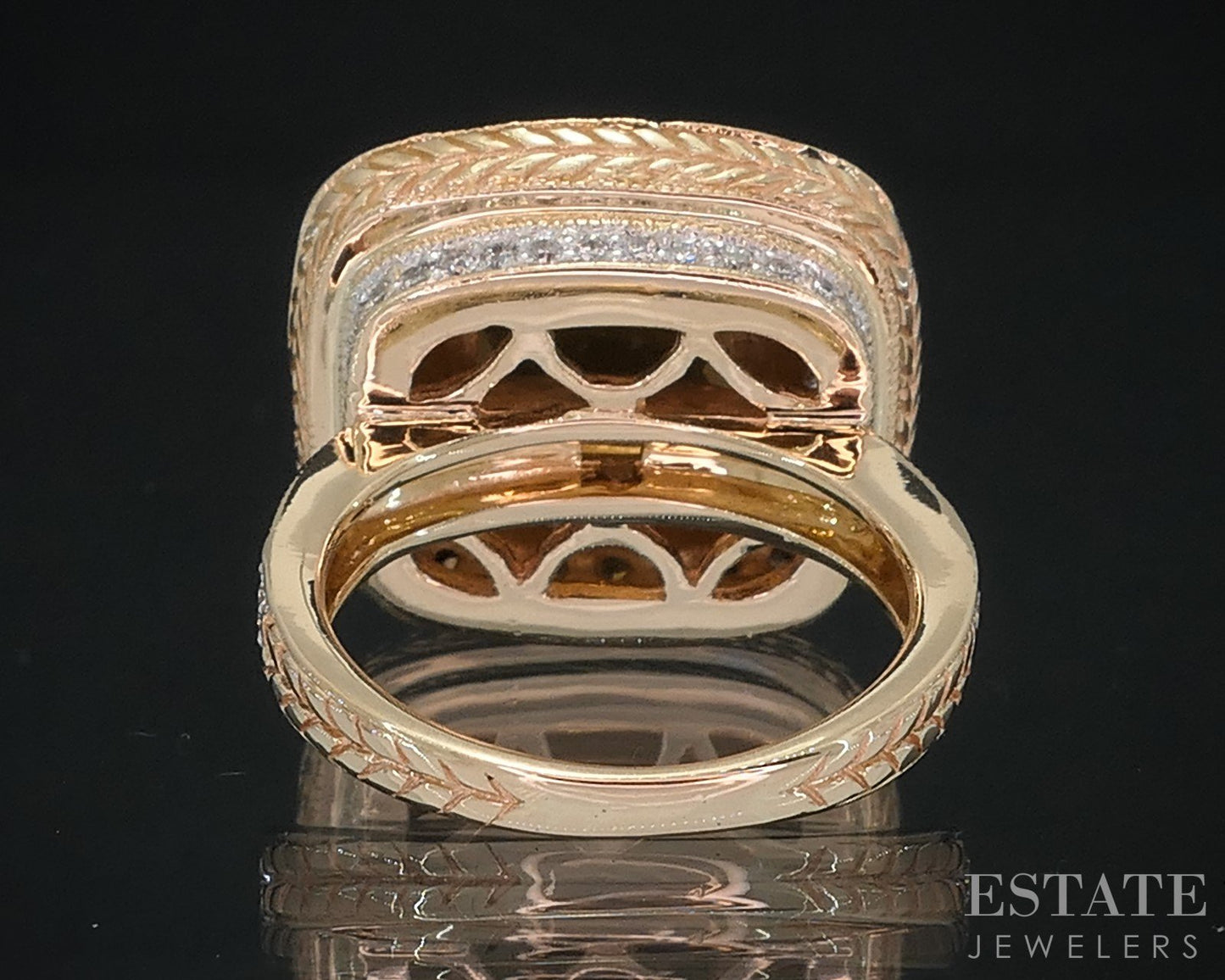 14k Honey Gold LeVian Cushion Natural Citrine & Diamond Ladies Ring 8.7g i18563