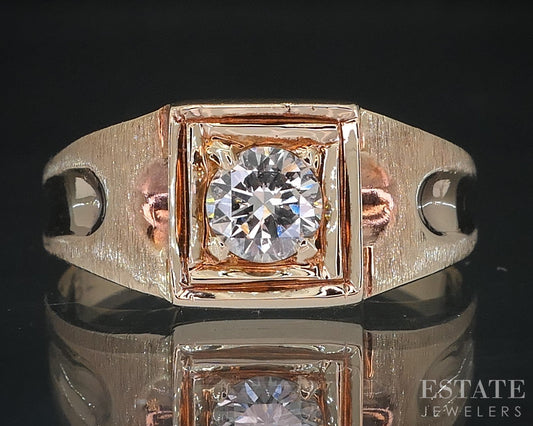 Vintage 10k Yellow Gold Natural .30ct Diamond Mens Band Ring 2.6g i18561
