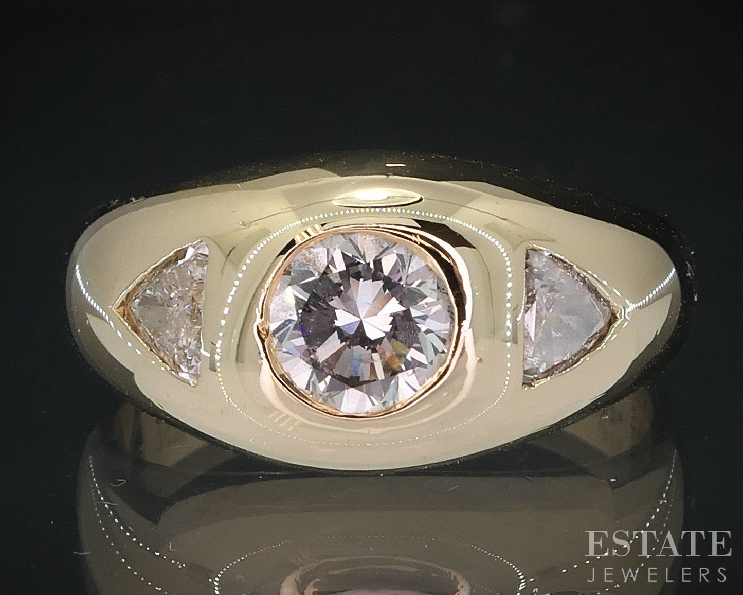 Vintage 14k Yellow Gold Natural 1.10ctw Diamond Mens Band Ring 10.6g i18556