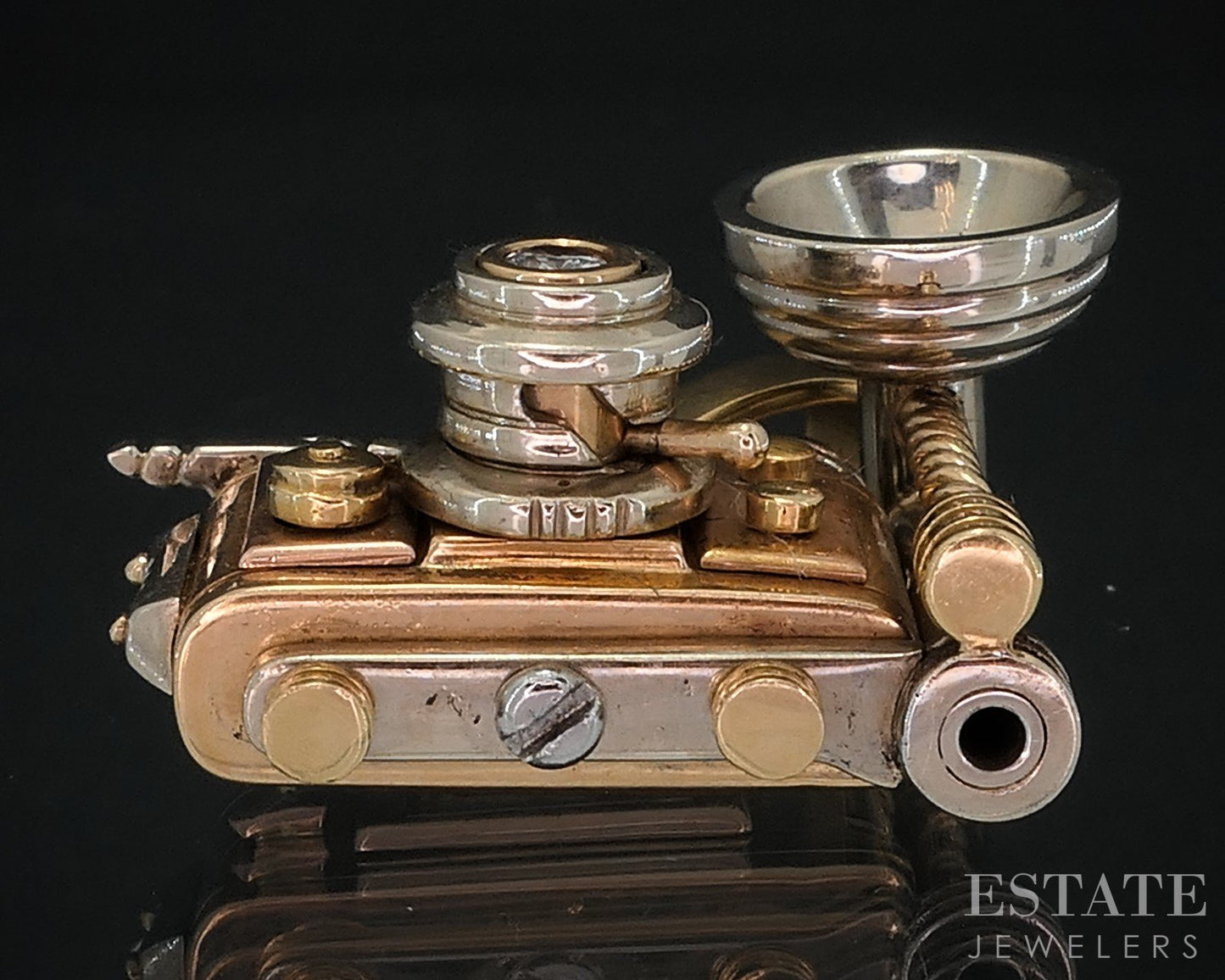 18k Tri Color Gold Dimensional Camera Movable Charm Pendant 24.9g i18542