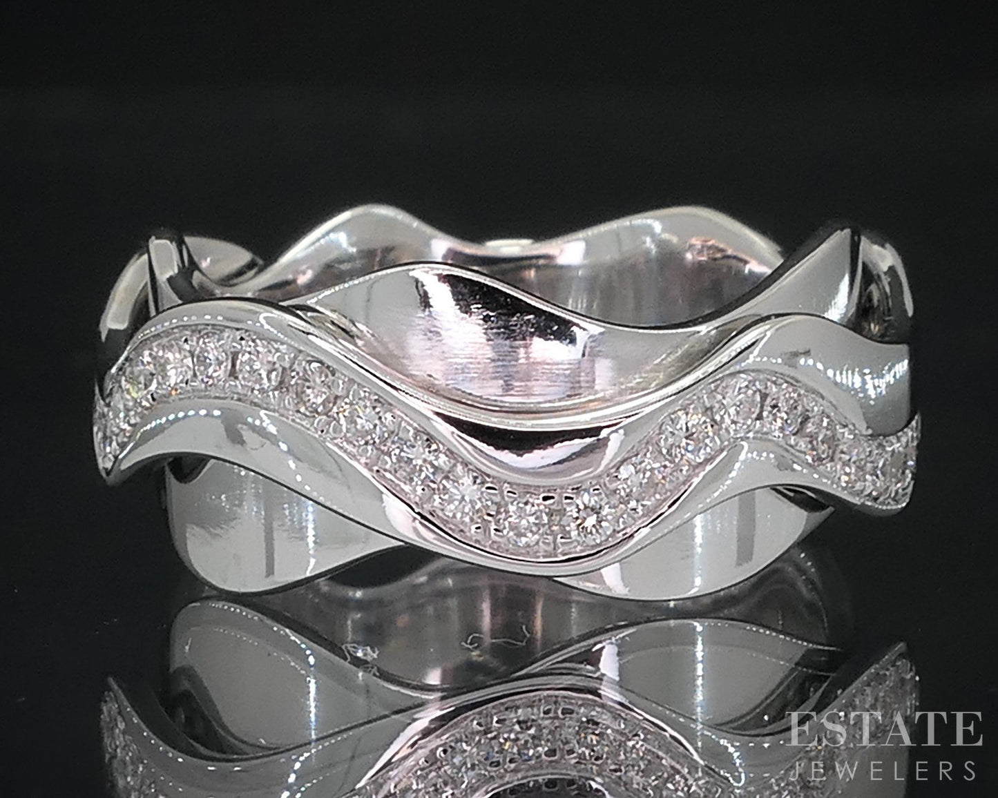 Vintage 18k White Gold Natural 1.20ctw Diamond Spinner Eternity Band 9.5g i18549