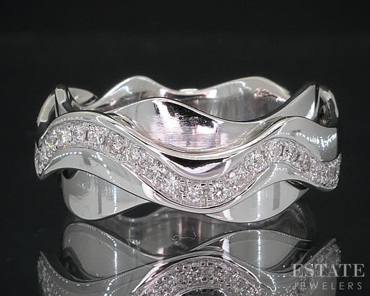 Vintage 18k White Gold Natural 1.20ctw Diamond Spinner Eternity Band 9.5g i18549