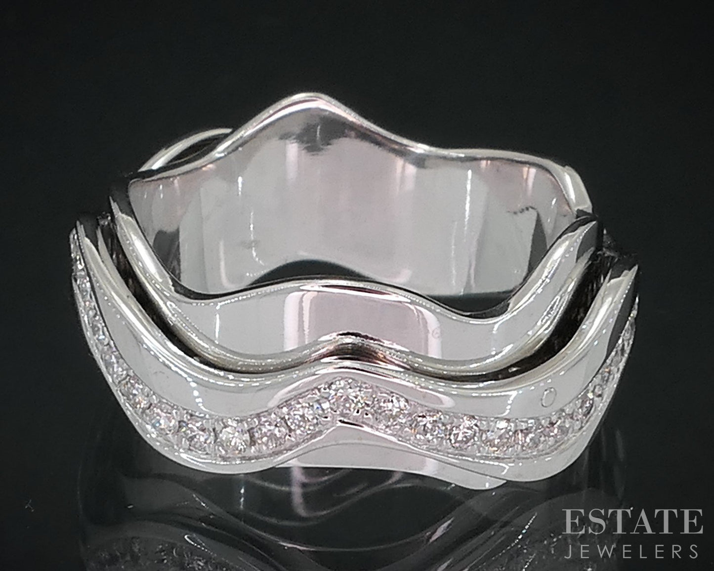 Vintage 18k White Gold Natural 1.20ctw Diamond Spinner Eternity Band 9.5g i18549