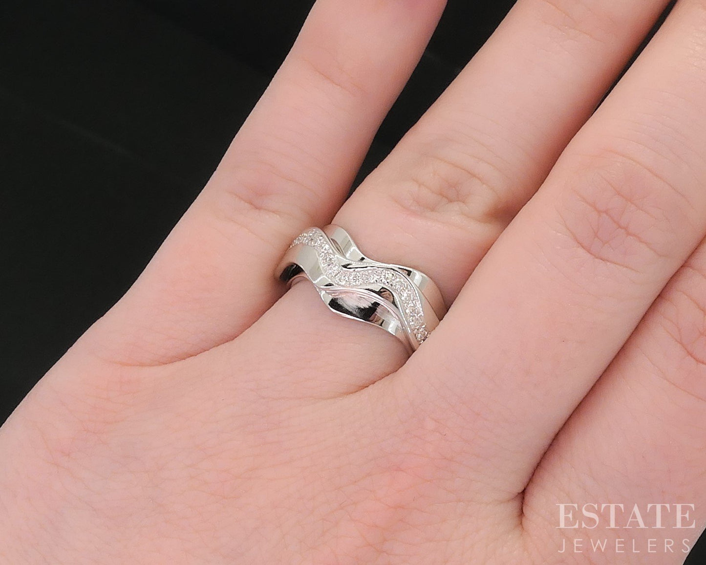 Vintage 18k White Gold Natural 1.20ctw Diamond Spinner Eternity Band 9.5g i18549