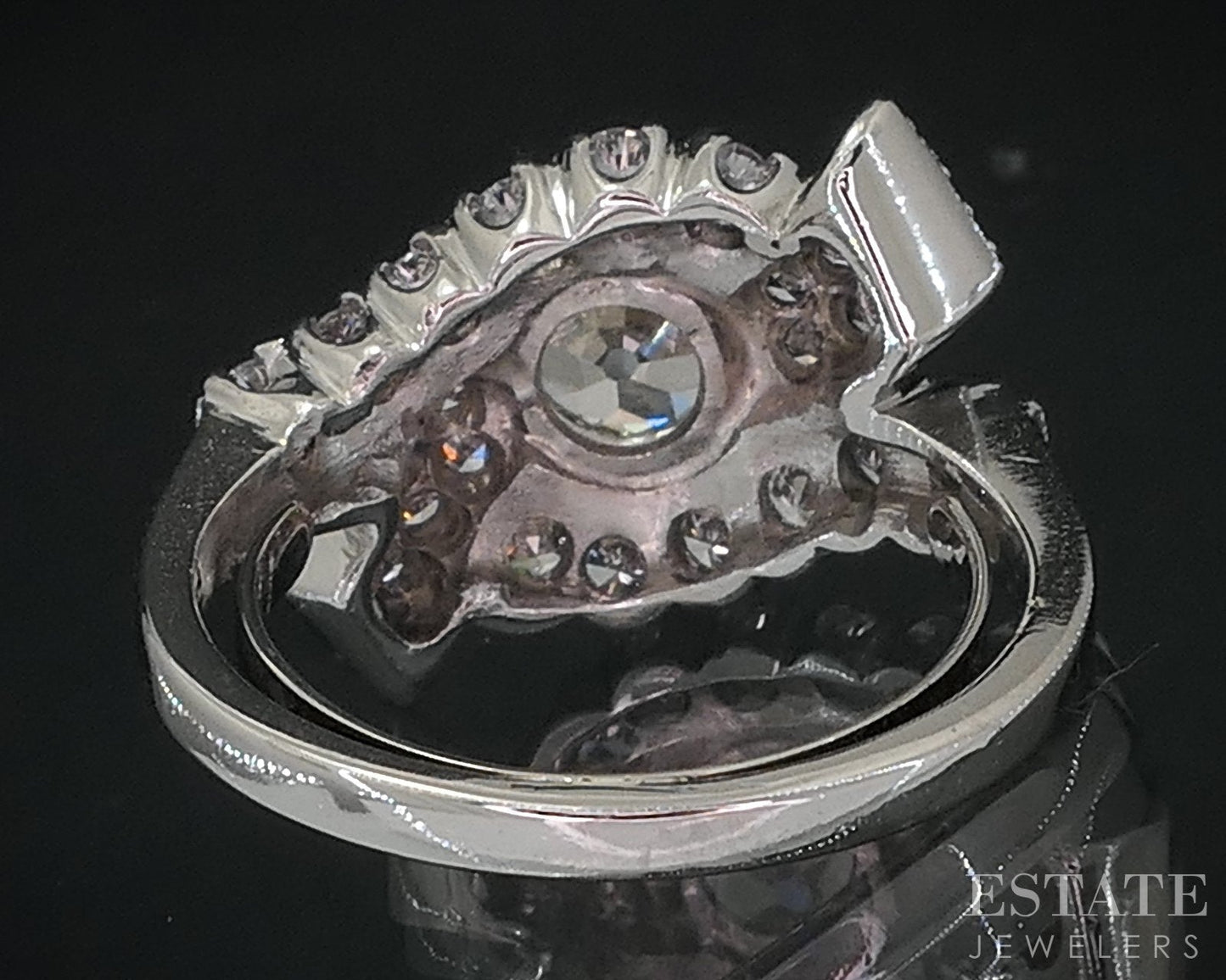 Antique Platinum OEC Natural 1.38ctw Diamond Ribbon Engagement Ring 7.8g i18552