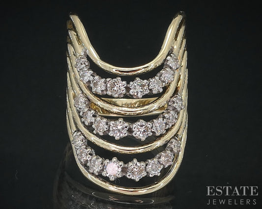 14k Yellow Gold Natural .50ctw Diamond Free Form Band Ring 8.3g i18551
