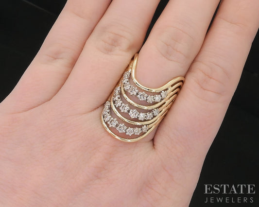 14k Yellow Gold Natural .50ctw Diamond Free Form Band Ring 8.3g i18551