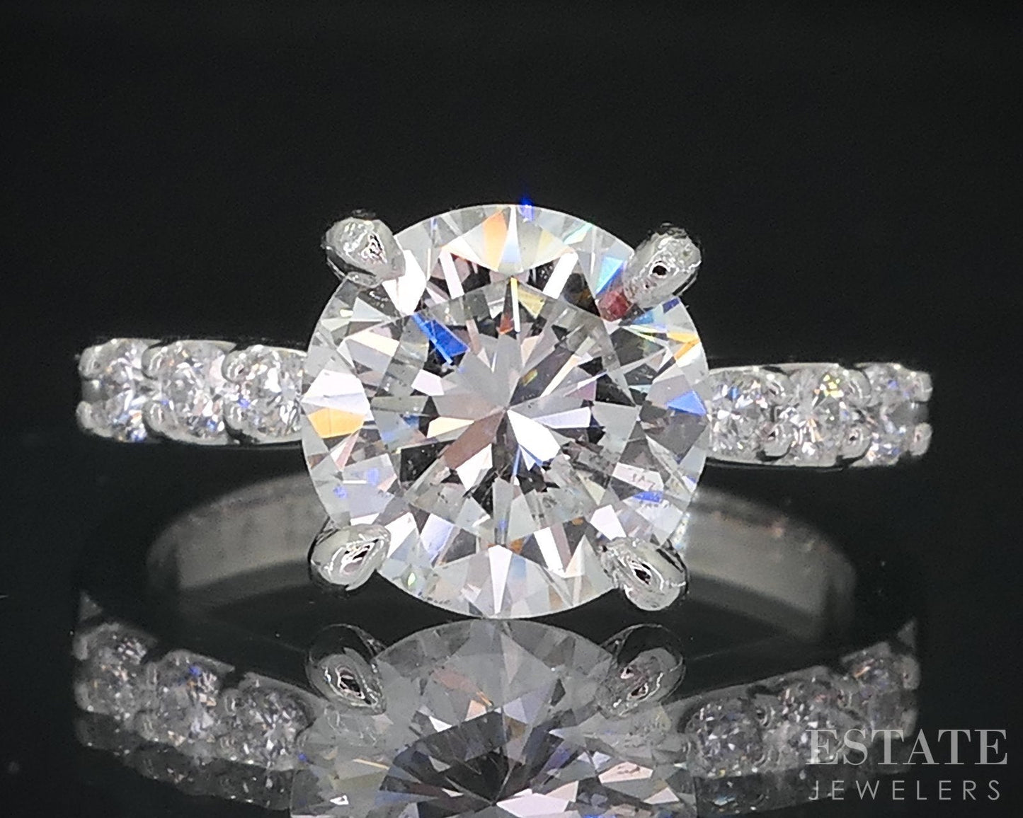 Mid Century Platinum GIA Round Natural 2.05ct Diamond Engagement Ring 6g i18576