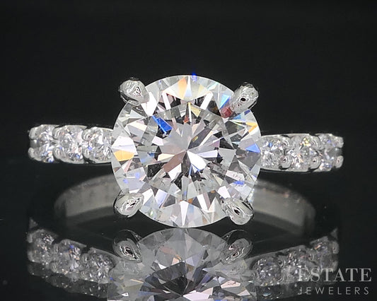 Mid Century Platinum GIA Round Natural 2.05ct Diamond Engagement Ring 6g p77569