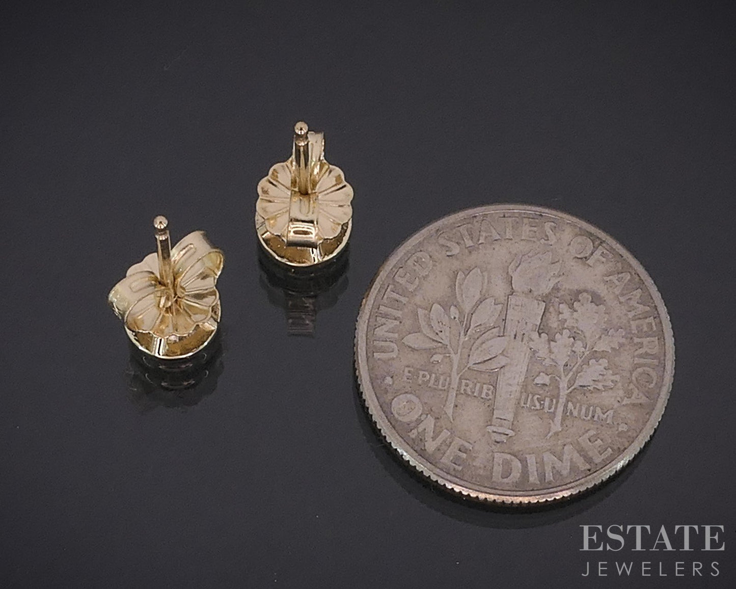 14k Yellow Gold Round Natural .62ctw Diamond Bezel Stud Earrings i18582