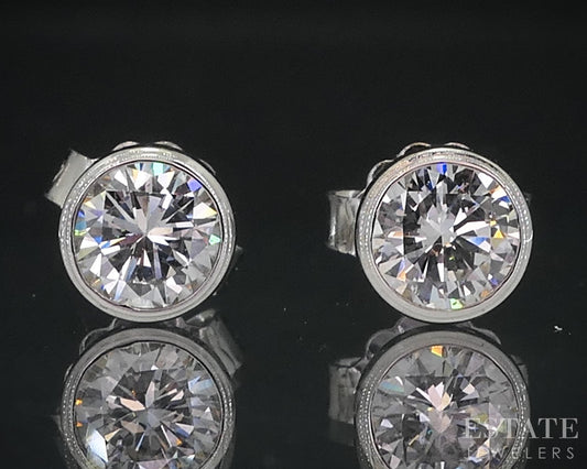 14k White Gold Round Natural .64ctw Diamond Bezel Stud Earrings i18586