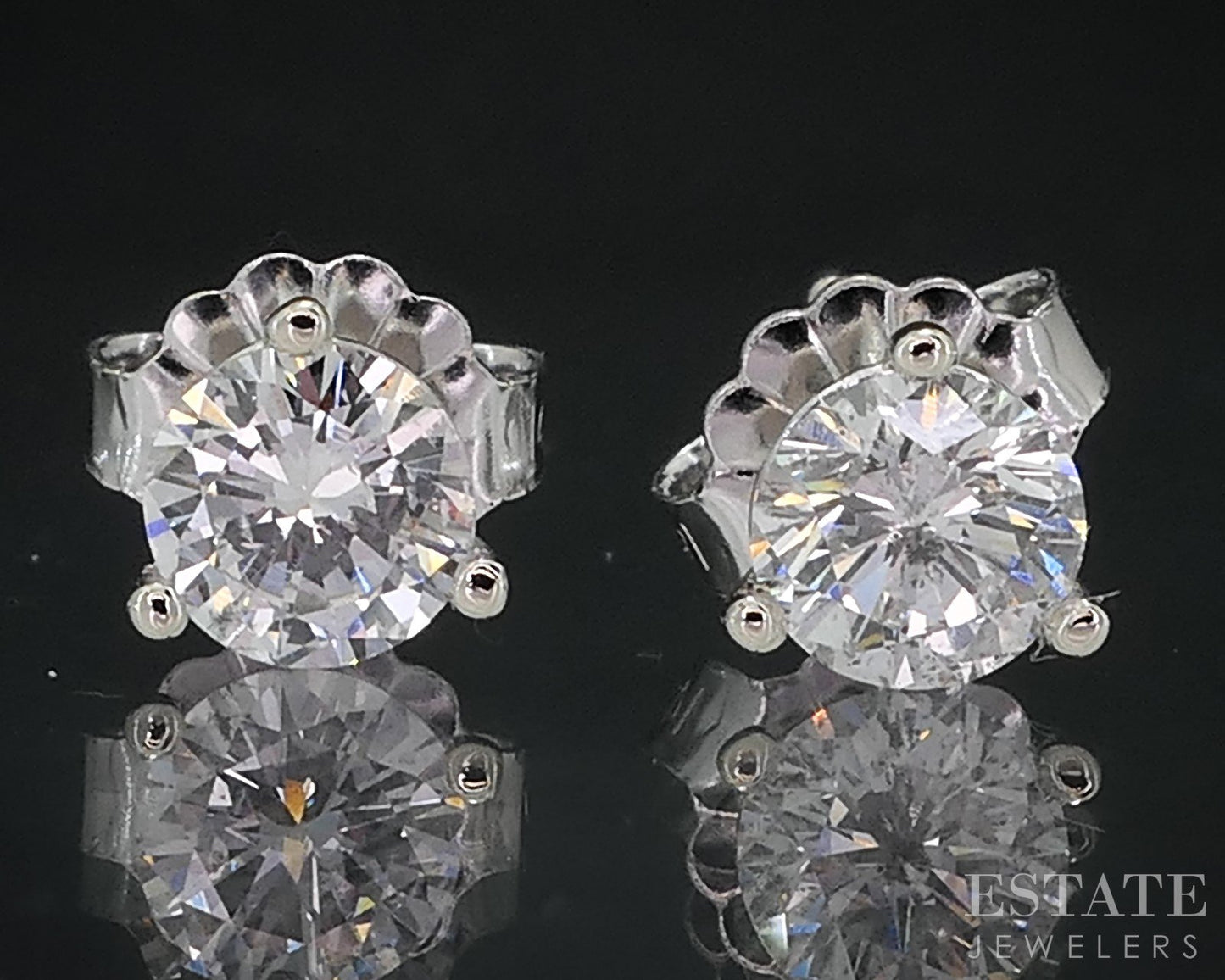 14k White Gold Round Natural .71ctw Diamond Martini Stud Earrings i18583
