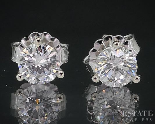 14k White Gold Round Natural .71ctw Diamond Martini Stud Earrings i18583