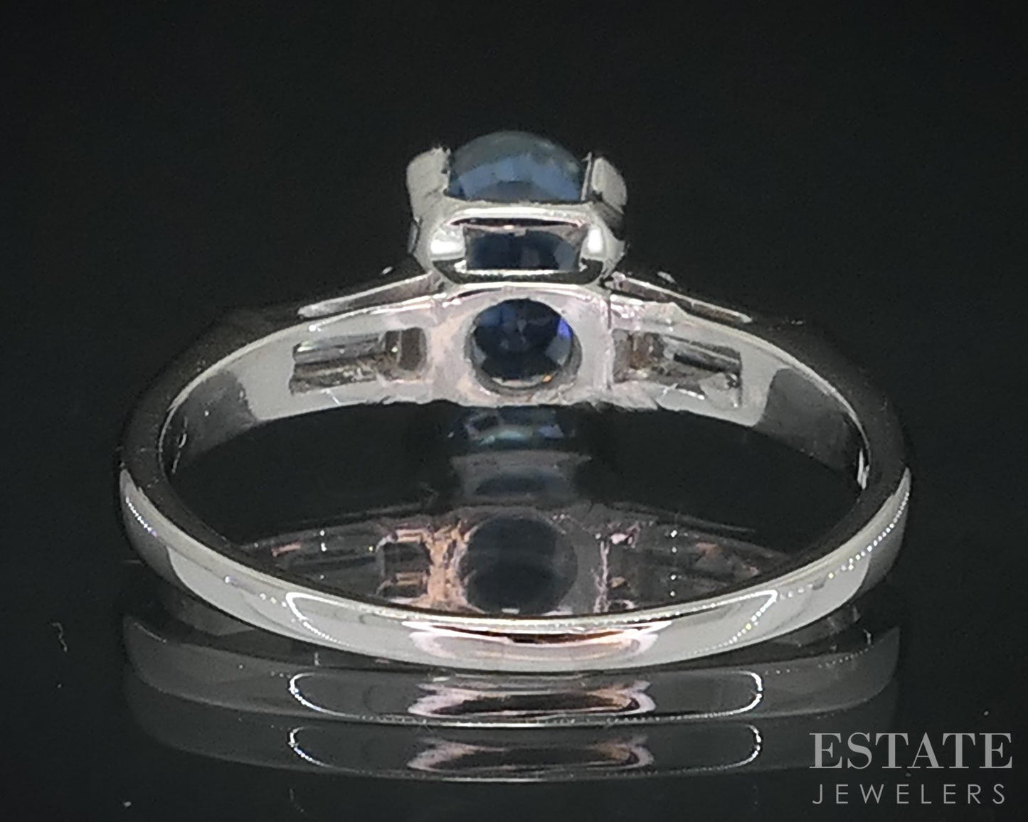 Vintage Platinum Oval Natural Blue Sapphire & Diamond Engagement Ring i18584