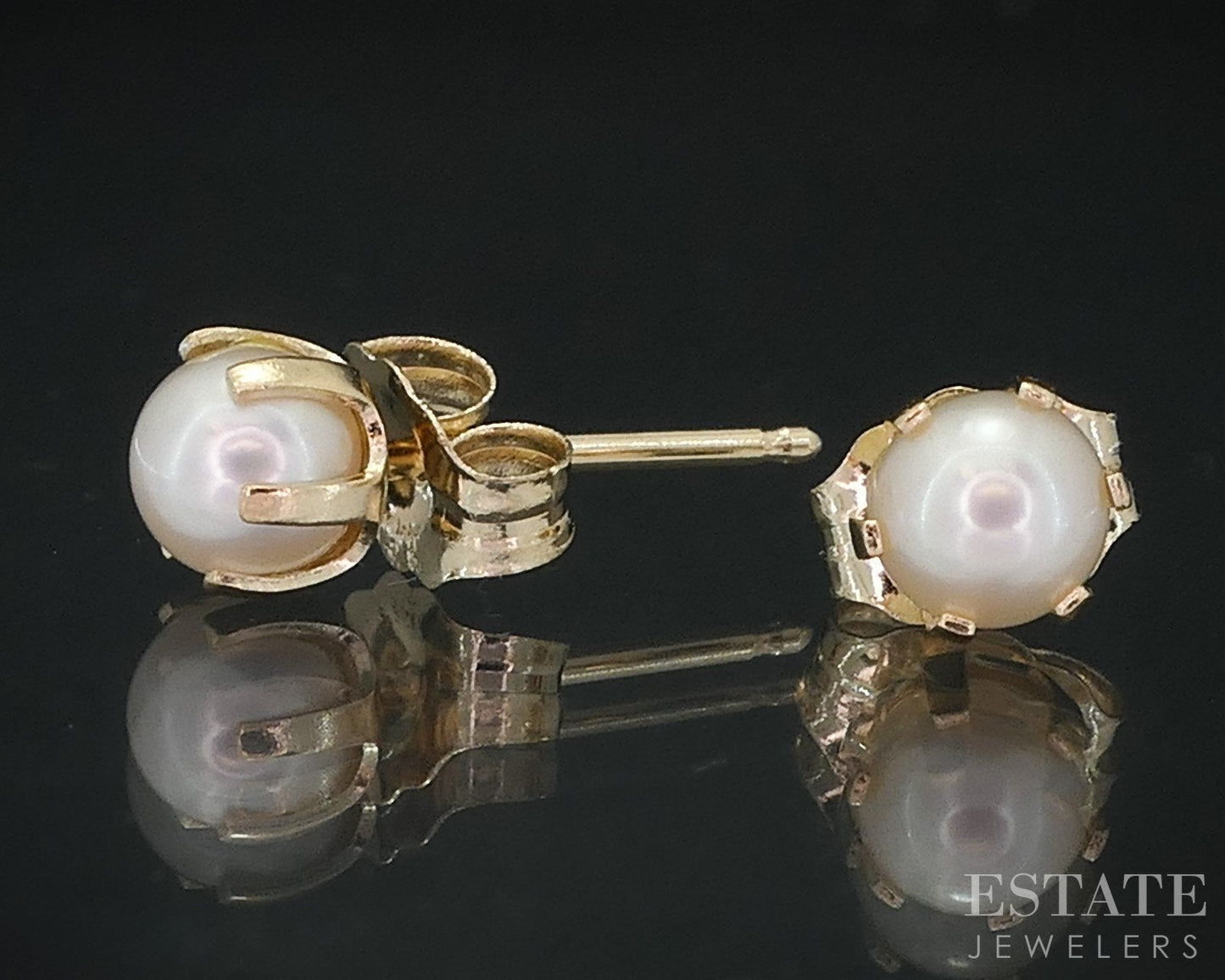 14k Yellow Gold 4mm Cultured Pearl Stud Earrings i18606b