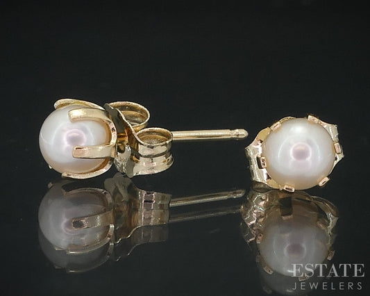 14k Yellow Gold 4mm Cultured Pearl Stud Earrings i18606b