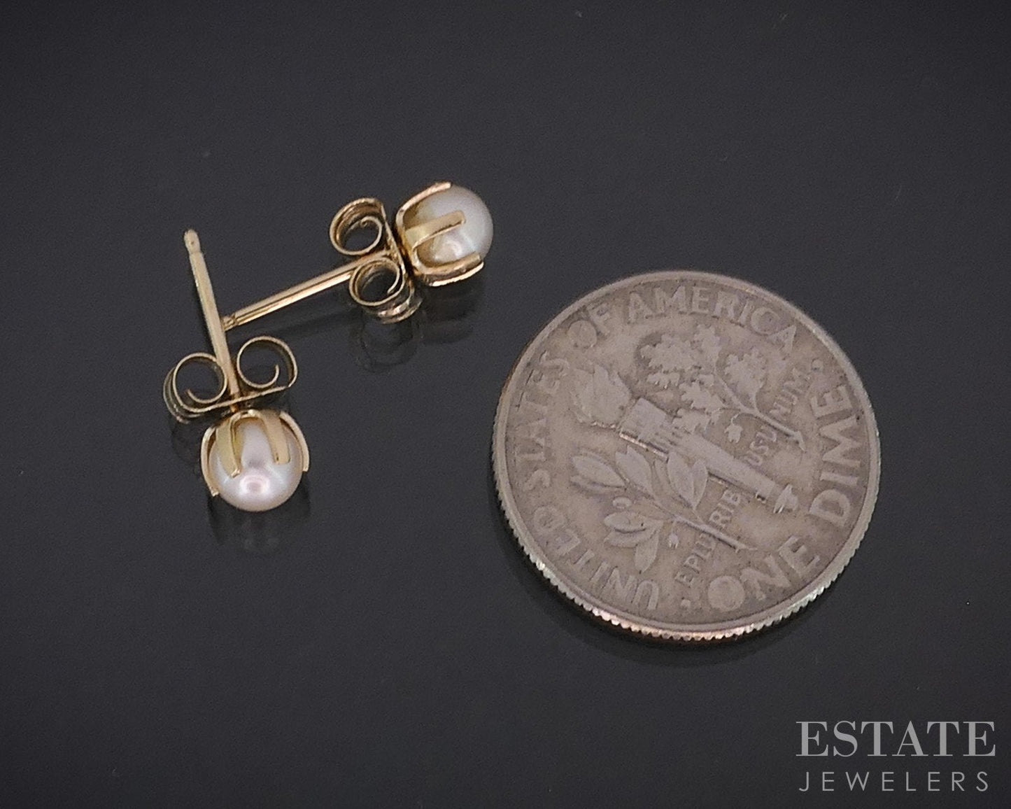 14k Yellow Gold 4mm Cultured Pearl Stud Earrings i18606b