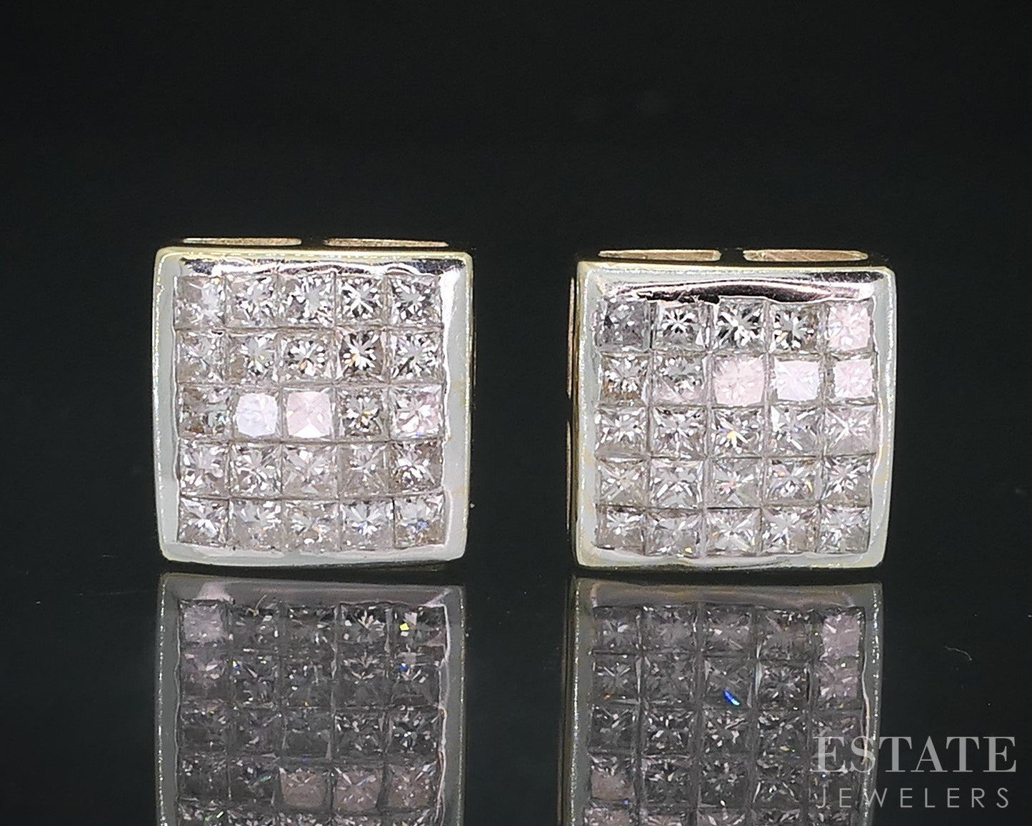 14k Yellow Gold Invisible Natural 1ctw Diamond Screw Back Earrings 2g i18597b