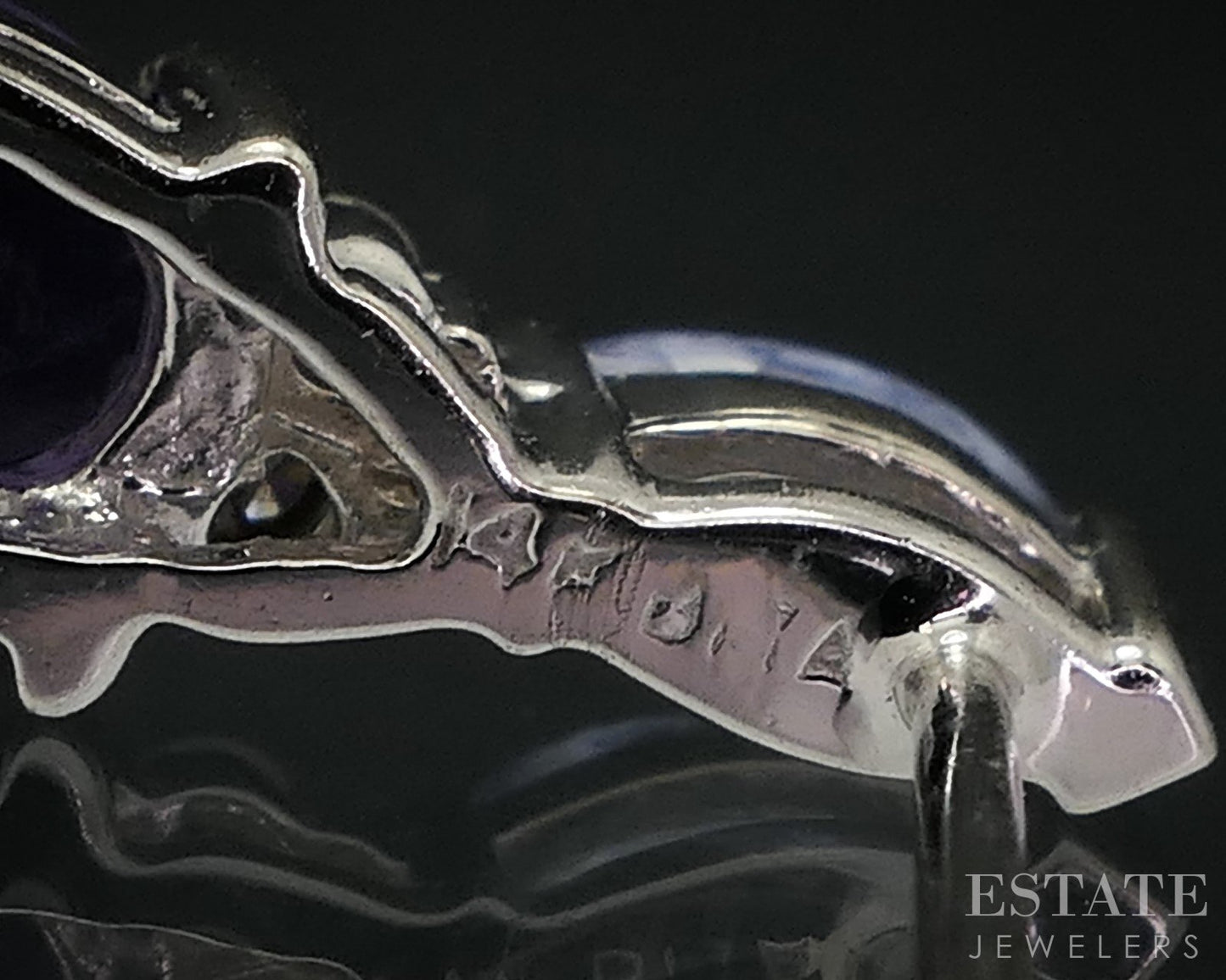 14k White Gold Natural Amethyst Tanzanite & Diamond Stud Earrings 1.8g i18196