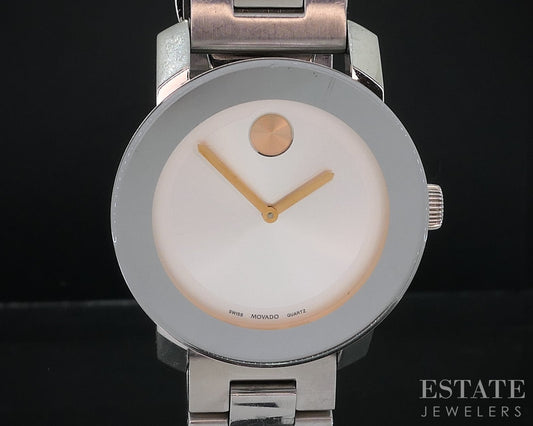 Movado Bold Stainless MB.01.3.14.6037 Rose Dial Ladies Watch i18571
