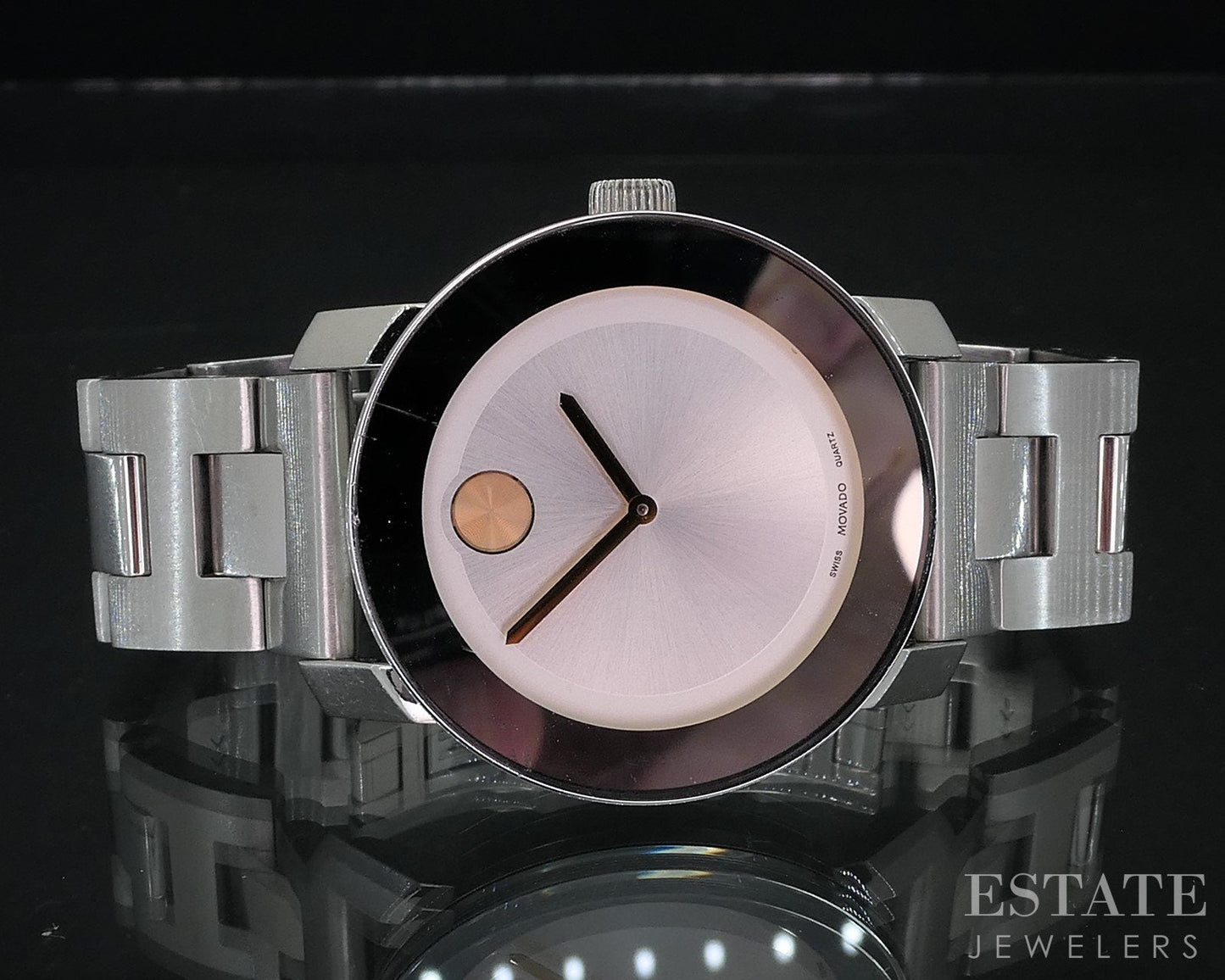 Movado Bold Stainless MB.01.3.14.6037 Rose Dial Ladies Watch i18571