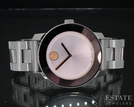 Movado Bold Stainless MB.01.3.14.6037 Rose Dial Ladies Watch i18571
