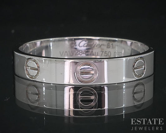18k White Gold 3.5mm Cartier Love Mens Wedding Band Ring 3.8g i18570