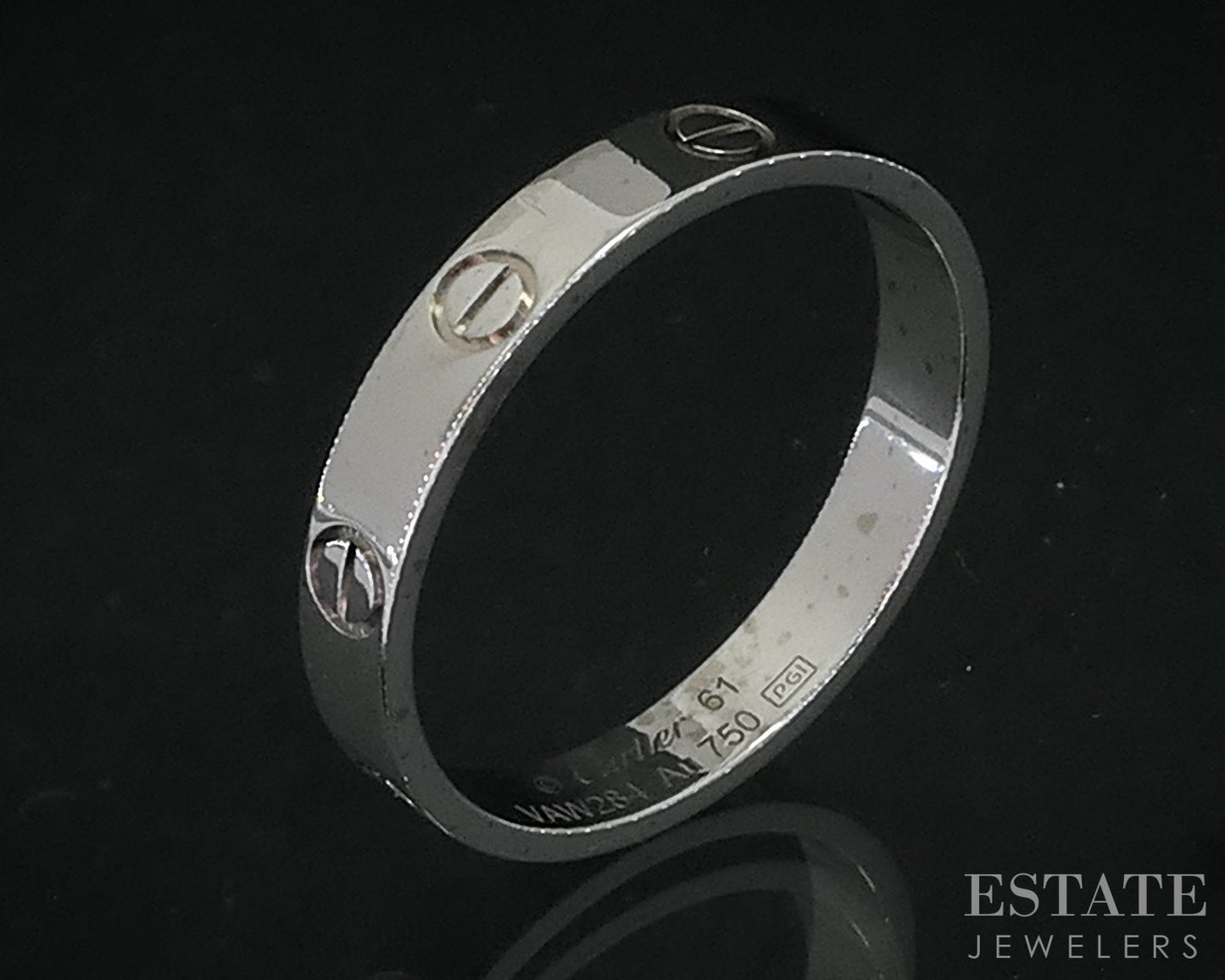 18k White Gold 3.5mm Cartier Love Mens Wedding Band Ring 3.8g i18570