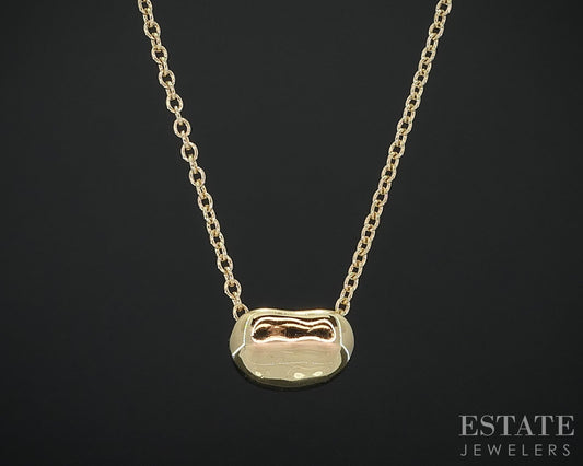 18k Yellow Gold Tiffany & Co. Elsa Peretti Small Bean Necklace 1.9g 16"L i18565