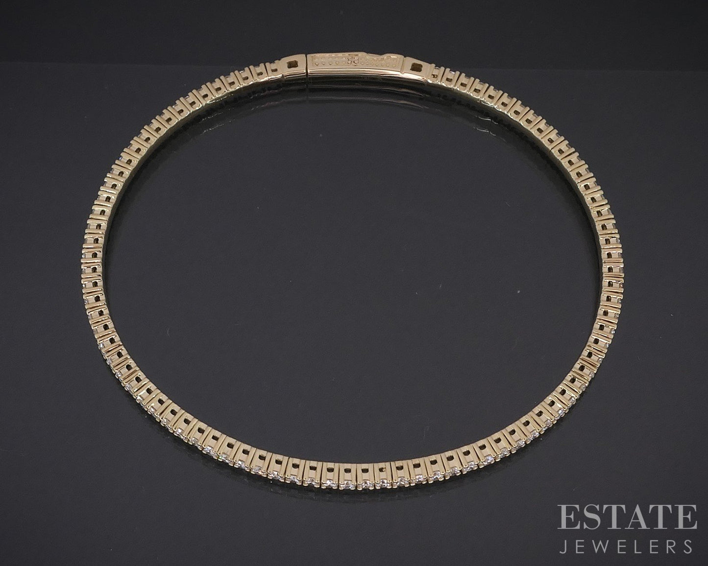 14k Yellow Gold Lab Created 2ctw Diamond Flex Bangle Bracelet 6.8g i18614