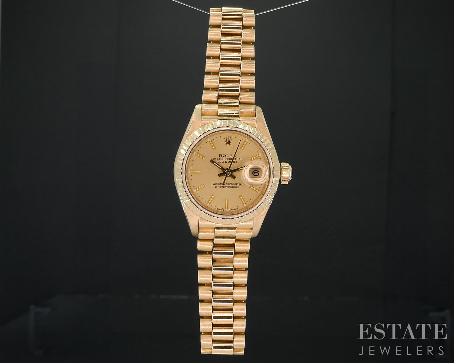 1989 Rolex Datejust 18k President Bracelet Champagne 69178 Ladies Watch i18567