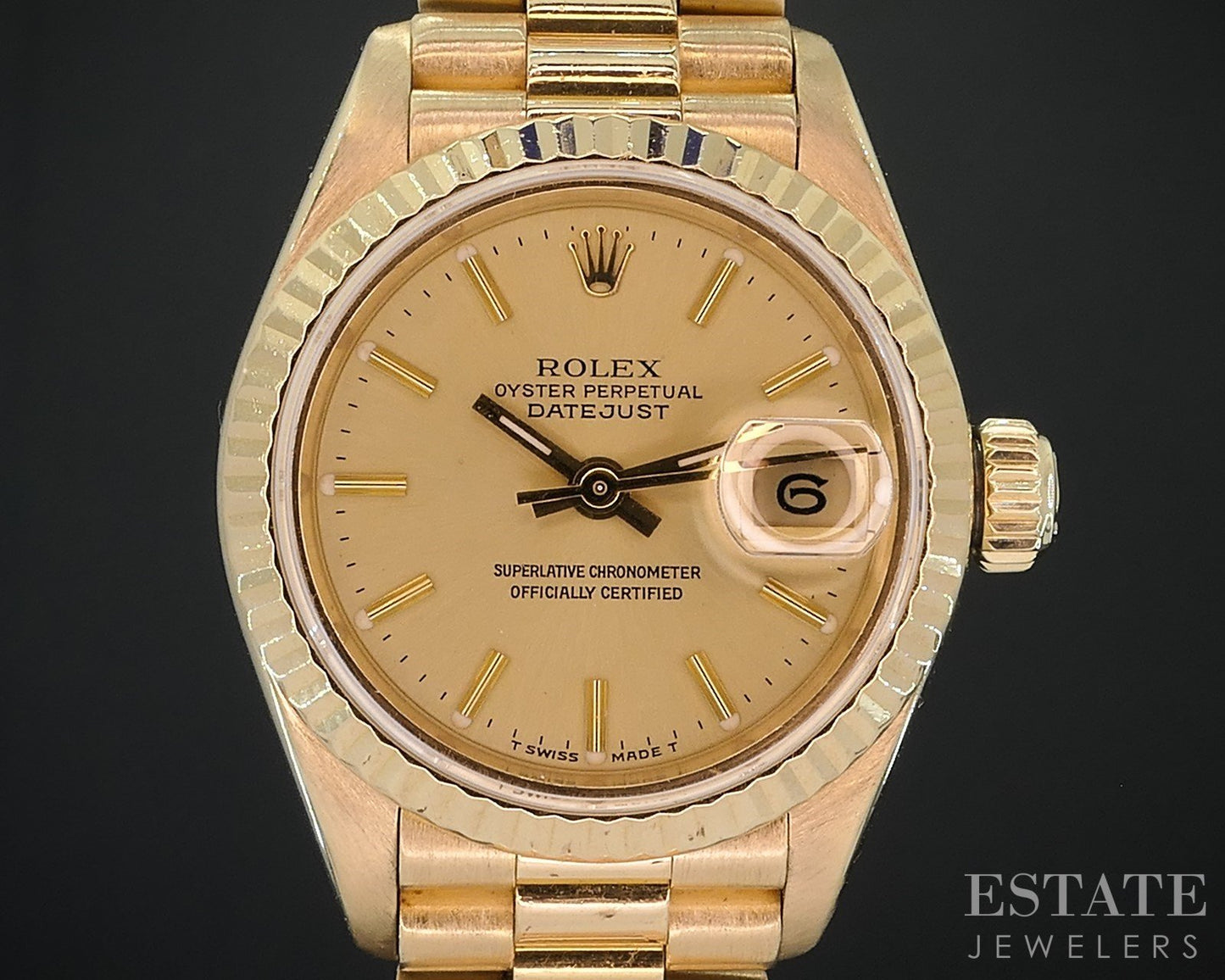1989 Rolex Datejust 18k President Bracelet Champagne 69178 Ladies Watch i18567