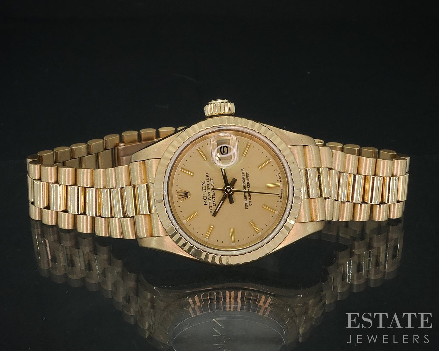 1989 Rolex Datejust 18k President Bracelet Champagne 69178 Ladies Watch i18567