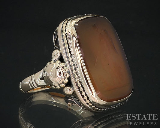 Antique Victorian 12k Yellow Gold Carnelian Holofernes Intaglio Ring 7.6g i18648