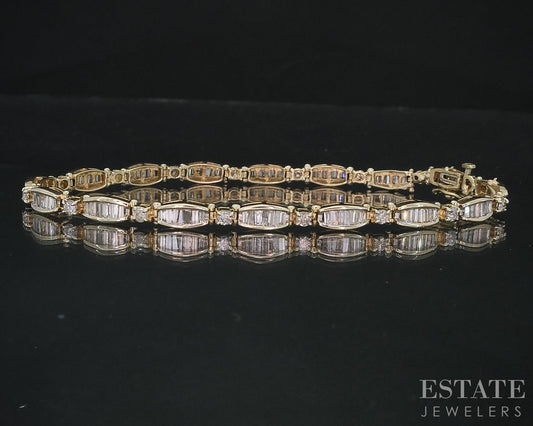 14k Yellow Gold Natural 1.60ctw Diamond Tennis Bracelet 12.4g 8.25"L i18640