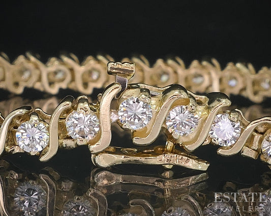 14k Yellow Gold Natural 4.50ctw Diamond S-Link Tennis Bracelet 19.4g 8"L i18637