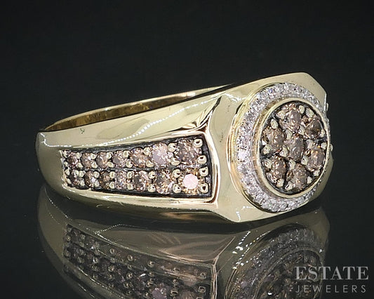 Vintage 10k Yellow Gold Natural .30ctw Diamond Mens Watch Ring 4.7g i18631