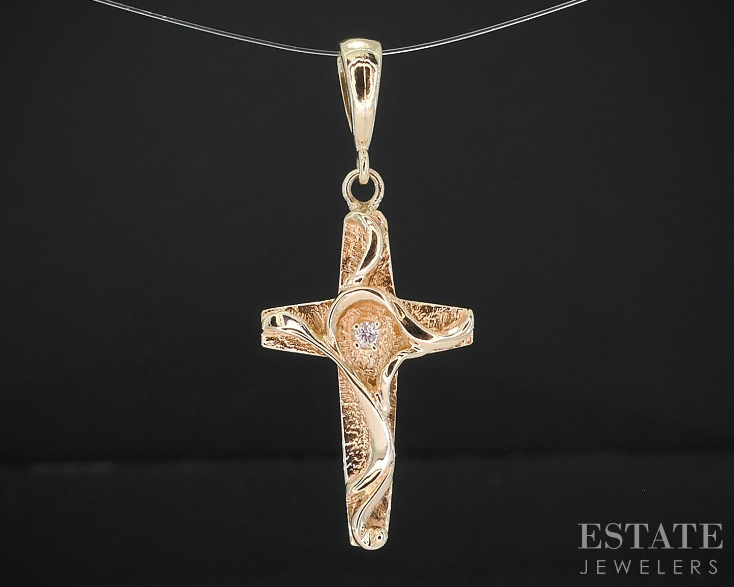 14k Yellow Gold Natural Diamond Cross Ladies Pendant 2.5g i18670b