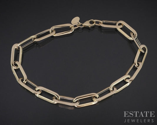 14k Yellow Gold 5.5mm Paperclip Chain Link Ladies Bracelet 1.6g 7"L i18659b