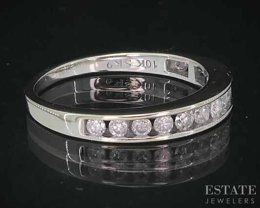 10k White Gold Natural .35ctw Diamond Ladies Wedding Band 2.2g p78258b