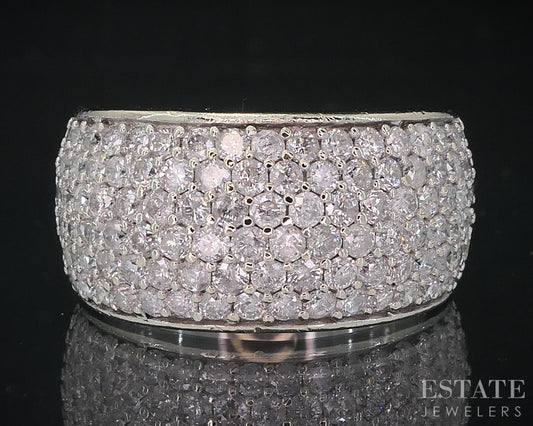 10k White Gold Pave Set Natural .80ctw Diamond Ladies Band Ring 6.4g i18691b