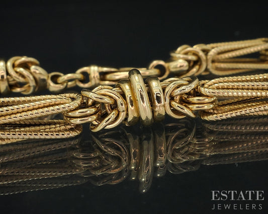 14k Yellow Gold 7mm Byzantine Chain Link Ladies Bracelet 11g 8"L i18685b