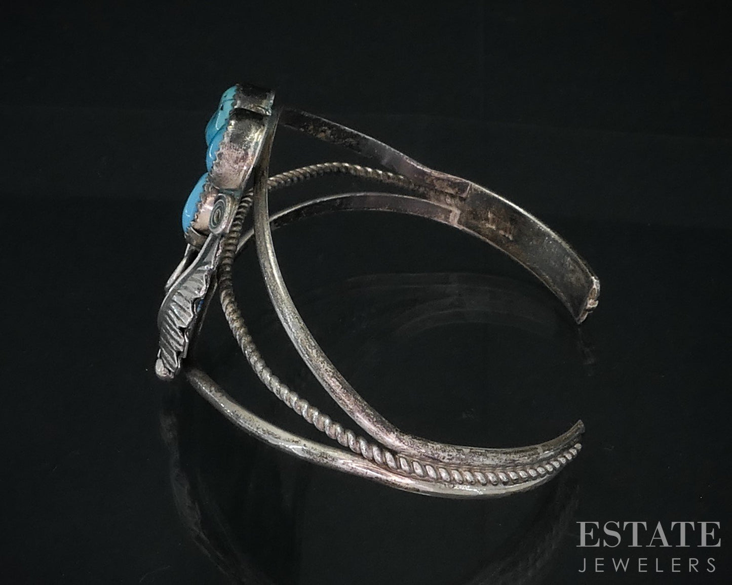Vintage Sterling Natural Turquoise Navajo Willie Mariano Cuff Bracelet i18720