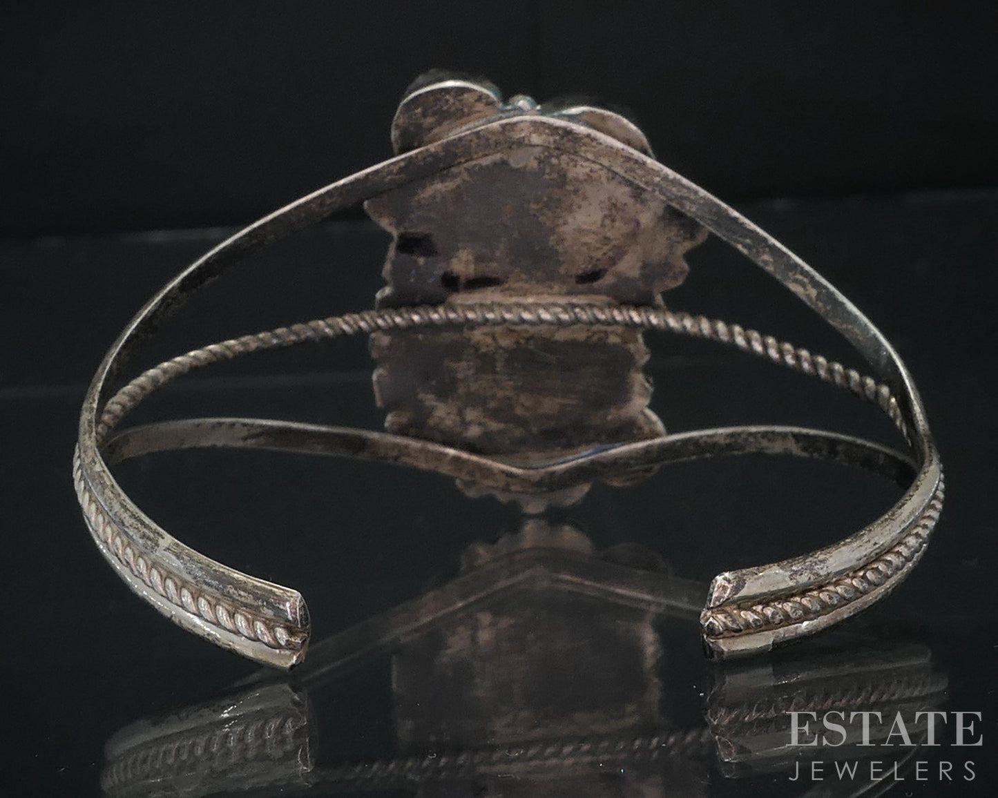 Vintage Sterling Natural Turquoise Navajo Willie Mariano Cuff Bracelet i18720